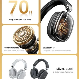 Awei AT7 Headphone 70 hours Play Time Bluetooth 5.4 Wireless Over The Ear Budget Headphones