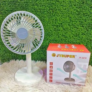 Joy Super JY-2218 Professional Rechargeable Portable Mini Table Fan Strong Wind Left to Right Oscillating Angle 45 Degrees - AC/DC