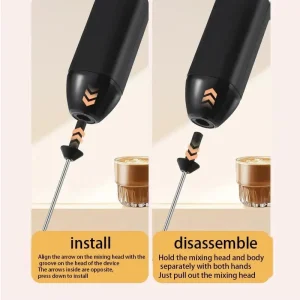 2 in 1 USB Rechargeable Mini Milk Frother with 3 Speeds - Portable.