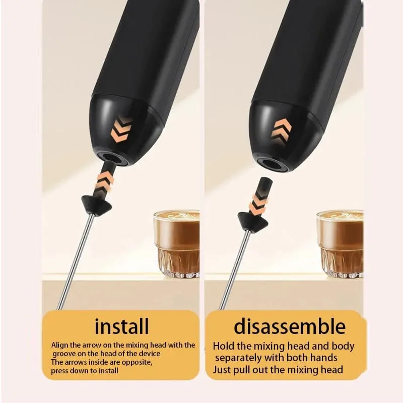 2 in 1 USB Rechargeable Mini Milk Frother with 3 Speeds - Portable.